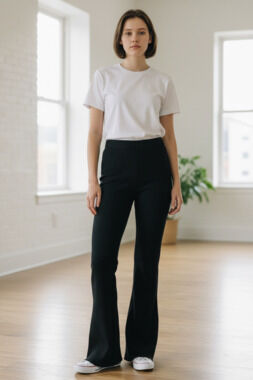ING International Newport Group Black Elastic Waist Wide Leg Pants